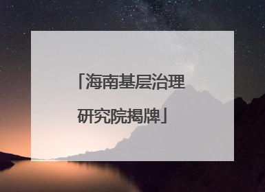 海南基层治理研究院揭牌